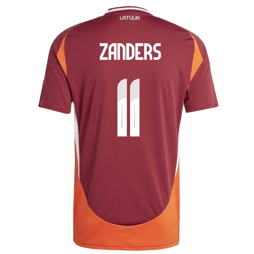 DanxenキッズラトビアMarks Zanders#11ディープレッド 白 オレンジホームシャツ26-28ジャージーユニフォーム
