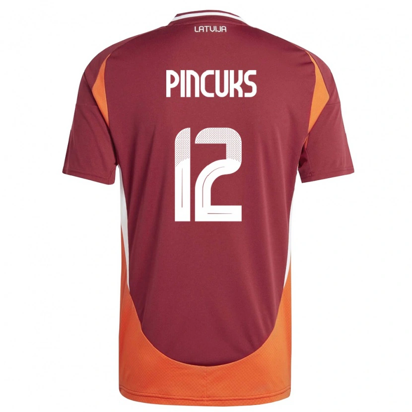 DanxenキッズラトビアNikita Pincuks#12ディープレッド 白 オレンジホームシャツ26-28ジャージーユニフォーム