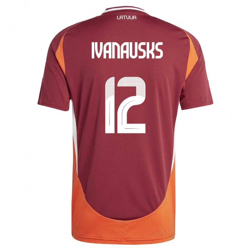 DanxenキッズラトビアIvans Ivanausks#12ディープレッド 白 オレンジホームシャツ26-28ジャージーユニフォーム