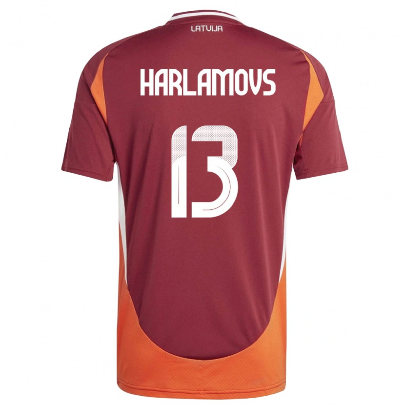 DanxenキッズラトビアIlja Harlamovs#13ディープレッド 白 オレンジホームシャツ26-28ジャージーユニフォーム