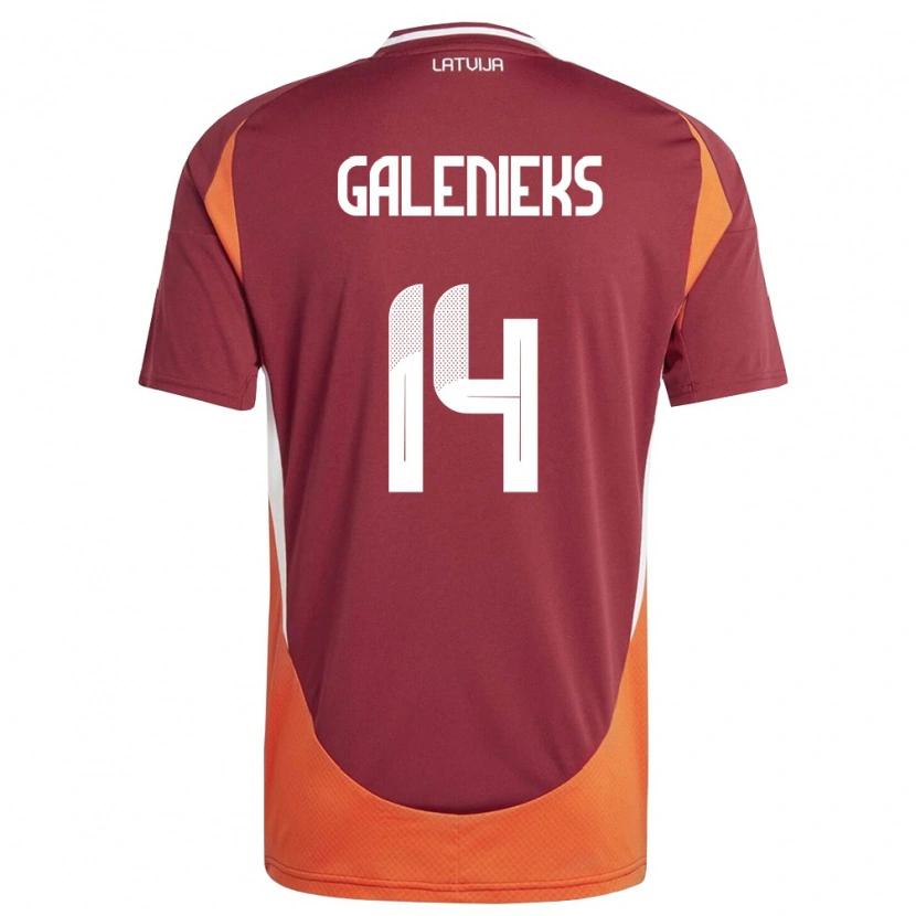 DanxenキッズラトビアEmils Galenieks#14ディープレッド 白 オレンジホームシャツ26-28ジャージーユニフォーム