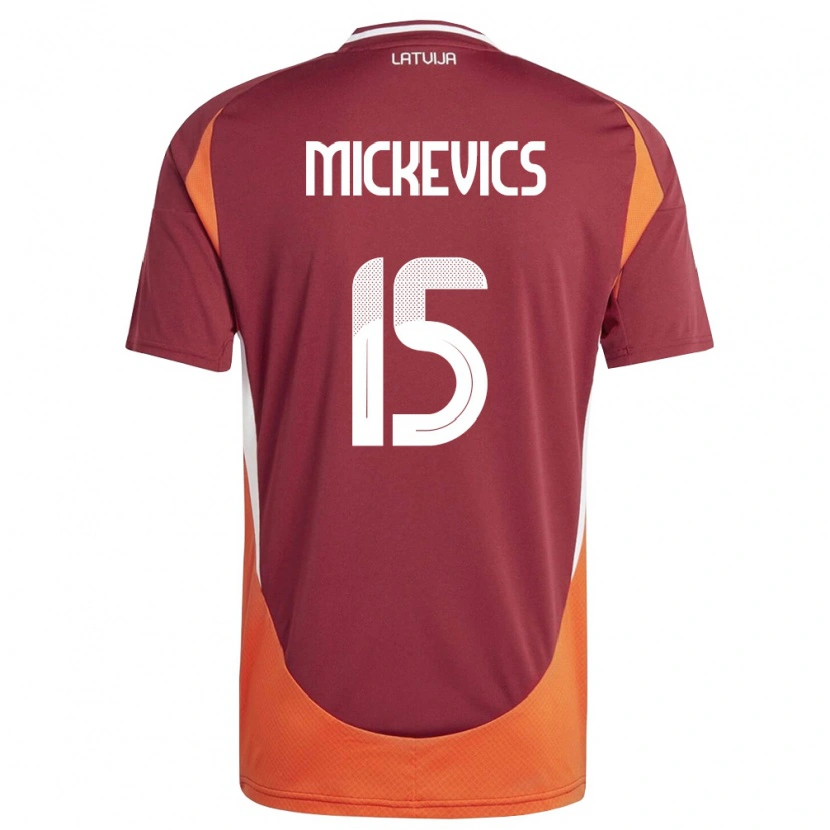 DanxenキッズラトビアTomass Mickevics#15ディープレッド 白 オレンジホームシャツ26-28ジャージーユニフォーム