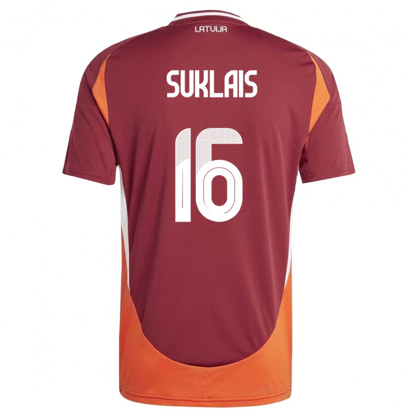 DanxenキッズラトビアRalfs Suklais#16ディープレッド 白 オレンジホームシャツ26-28ジャージーユニフォーム