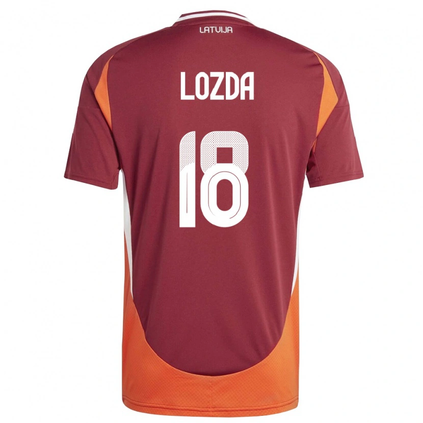 DanxenキッズラトビアLinards Lozda#18ディープレッド 白 オレンジホームシャツ26-28ジャージーユニフォーム