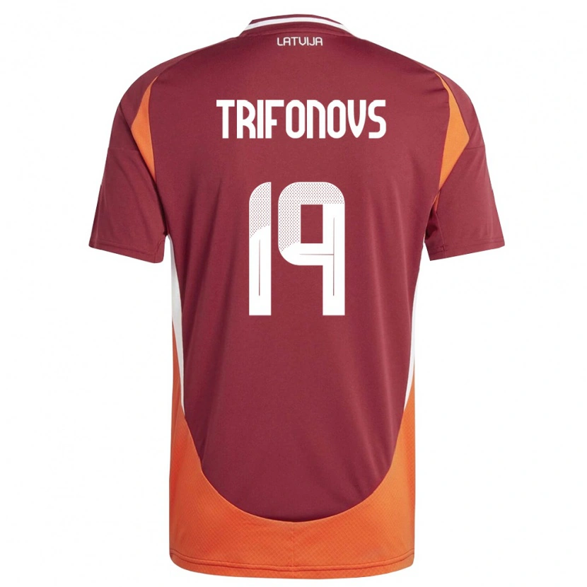 DanxenキッズラトビアRatmirs Trifonovs#19ディープレッド 白 オレンジホームシャツ26-28ジャージーユニフォーム