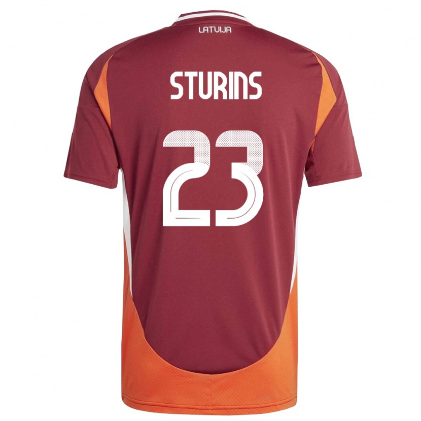 DanxenキッズラトビアRaivo Sturins#23ディープレッド 白 オレンジホームシャツ26-28ジャージーユニフォーム