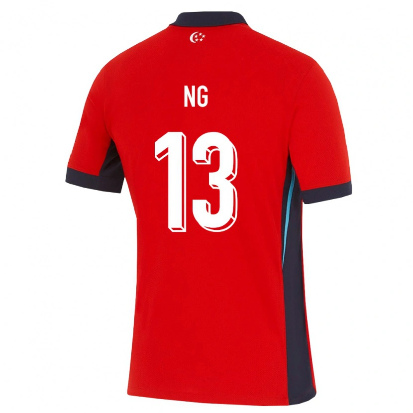 DanxenキッズシンガポールKenneth Ng#13赤 白 黒ホームシャツ26-28ジャージーユニフォーム