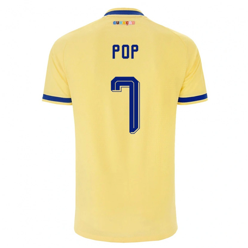 Danxenキッズキュラソー島Cristian Pop#7黄 紺 ピンクアウェイシャツ26-28ジャージーユニフォーム