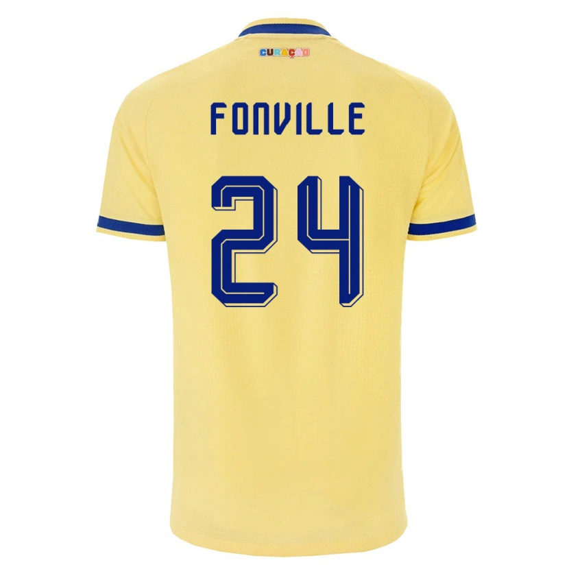 Danxenキッズキュラソー島Deveron Fonville#24黄 紺 ピンクアウェイシャツ26-28ジャージーユニフォーム