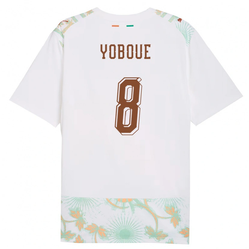 DanxenキッズコートジボワールDaan Yoboue#8白 オレンジ 緑アウェイシャツ26-28ジャージーユニフォーム