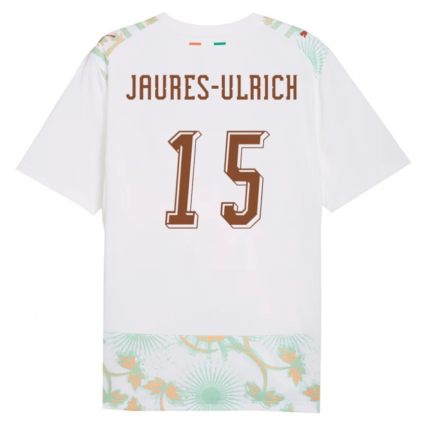 DanxenキッズコートジボワールLoukou Jaures-Ulrich#15白 オレンジ 緑アウェイシャツ26-28ジャージーユニフォーム
