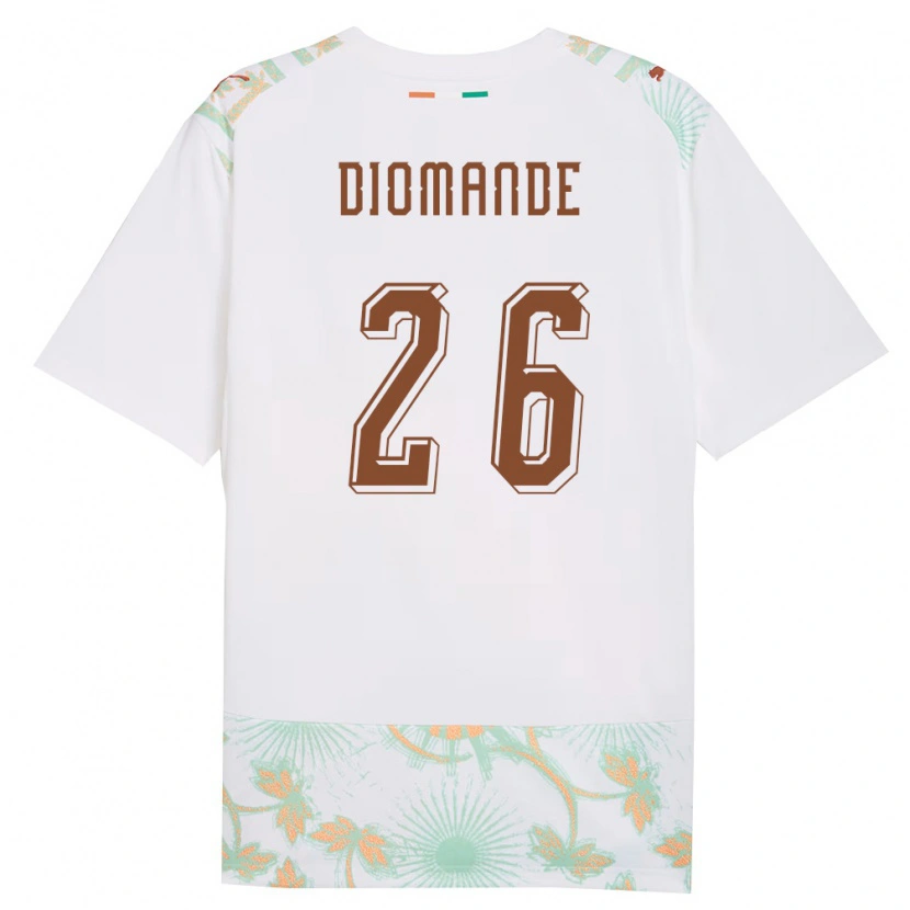 Danxenキッズコートジボワールヤン・ディオマンデ#26白 オレンジ 緑アウェイシャツ26-28ジャージーユニフォーム