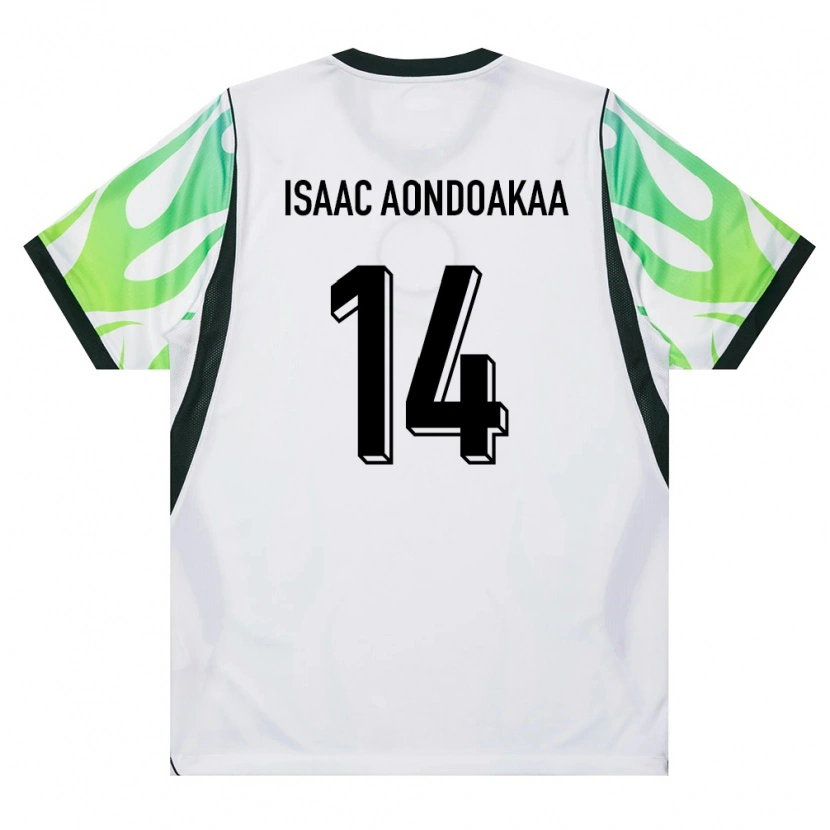 DanxenキッズナイジェリアAnongu Isaac Aondoakaa#14白 緑アウェイシャツ26-28ジャージーユニフォーム