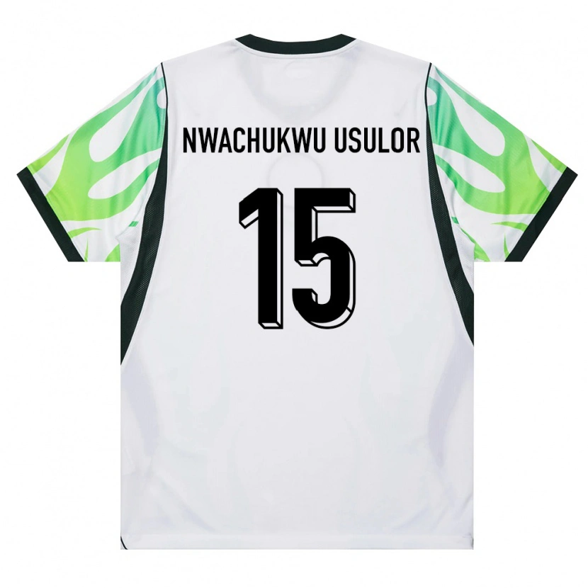 DanxenキッズナイジェリアIsrael Nwachukwu Usulor#15白 緑アウェイシャツ26-28ジャージーユニフォーム