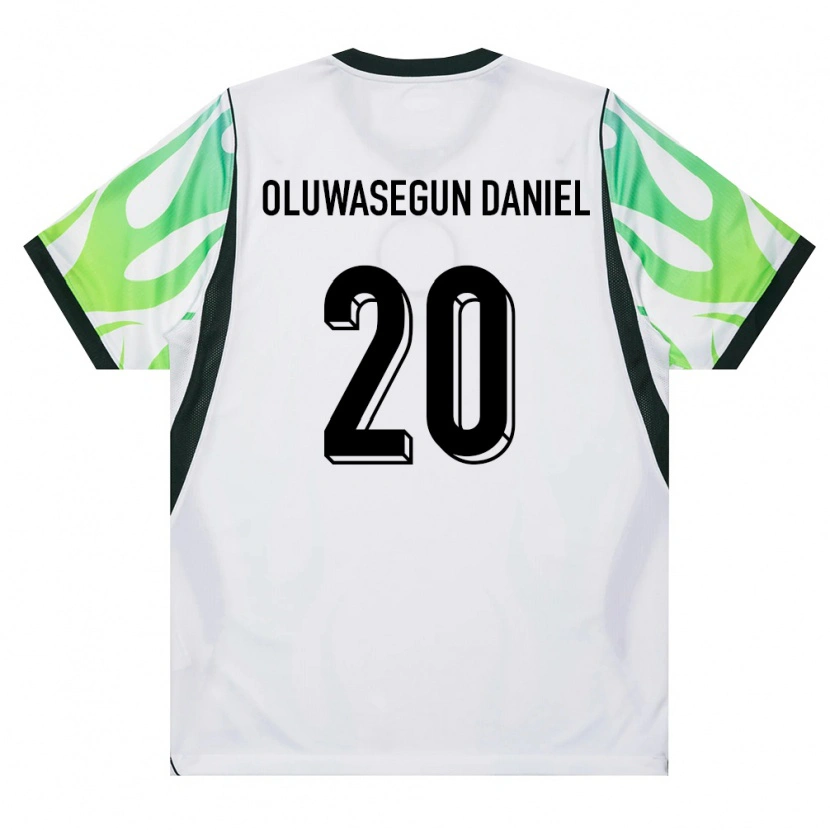 DanxenキッズナイジェリアFavour Oluwasegun Daniel#20白 緑アウェイシャツ26-28ジャージーユニフォーム