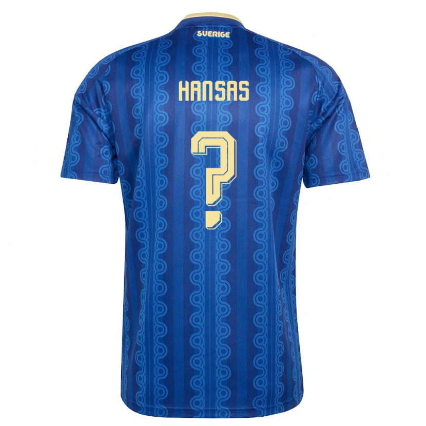 DanxenキッズスウェーデンLevi Hansas#0青 紺 黄アウェイシャツ26-28ジャージーユニフォーム