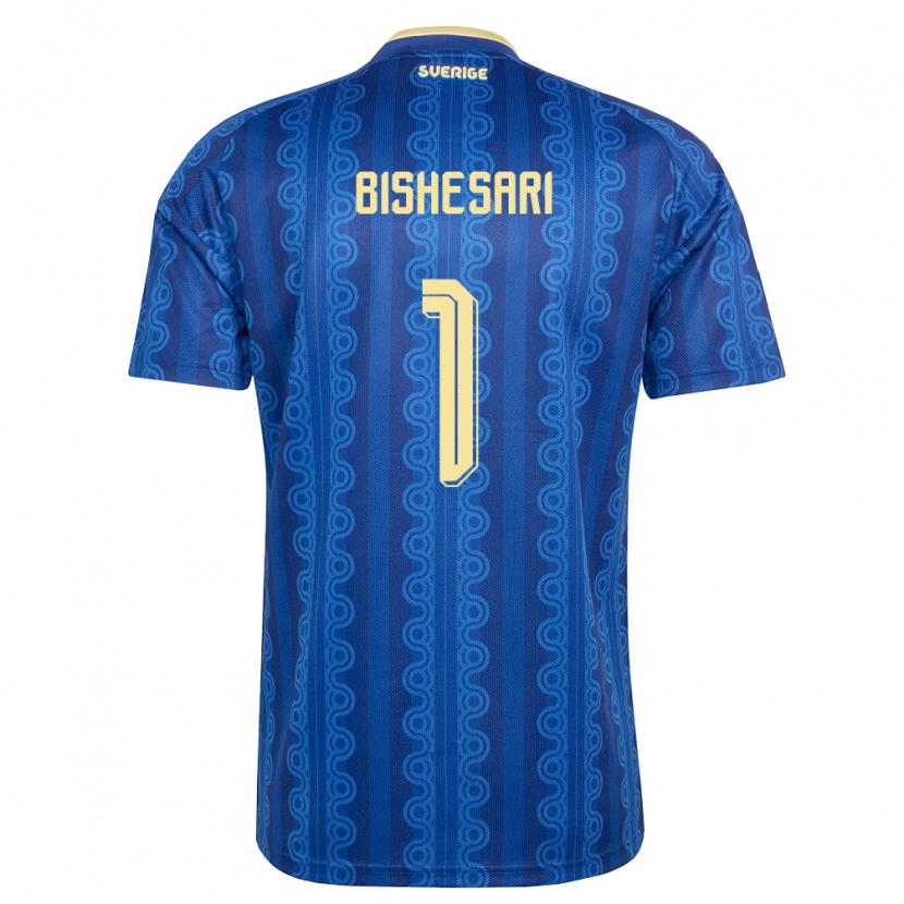 DanxenキッズスウェーデンElis Bishesari#1青 紺 黄アウェイシャツ26-28ジャージーユニフォーム