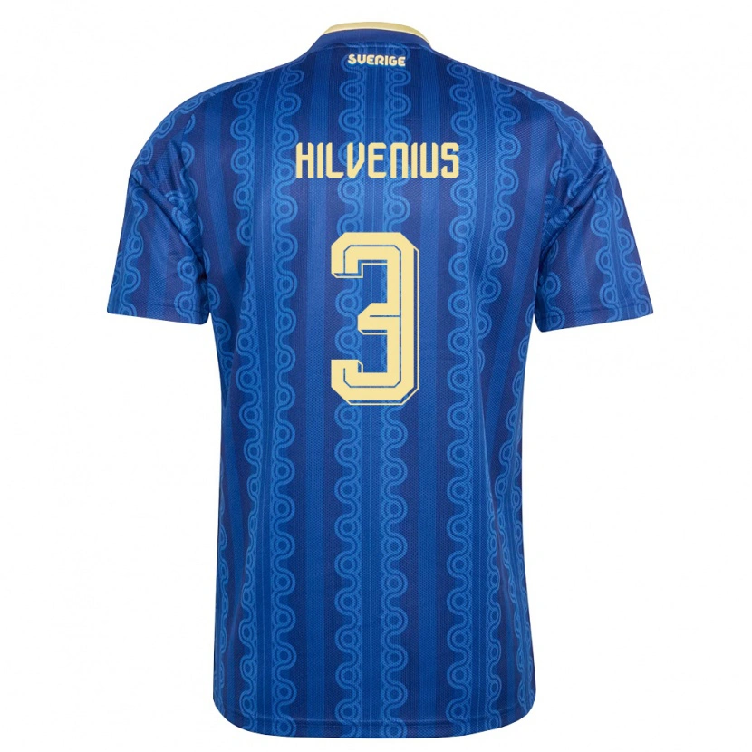 DanxenキッズスウェーデンHarry Hilvenius#3青 紺 黄アウェイシャツ26-28ジャージーユニフォーム