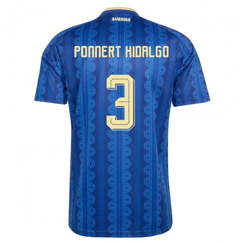 DanxenキッズスウェーデンVicente Ponnert Hidalgo#3青 紺 黄アウェイシャツ26-28ジャージーユニフォーム