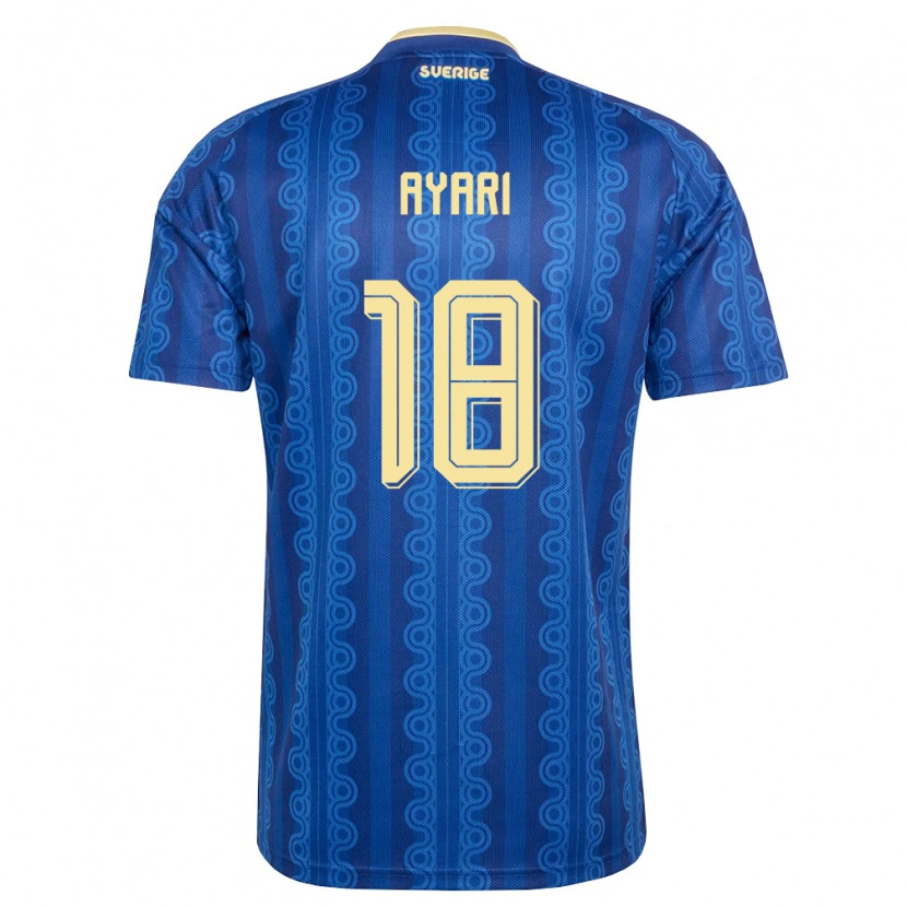 Danxenキッズスウェーデンヤシン・アヤリ#18青 紺 黄アウェイシャツ26-28ジャージーユニフォーム