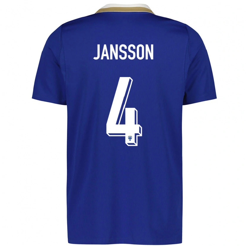 Danxenキッズフィンランドロニー・ヤンソン#4青 白アウェイシャツ26-28ジャージーユニフォーム