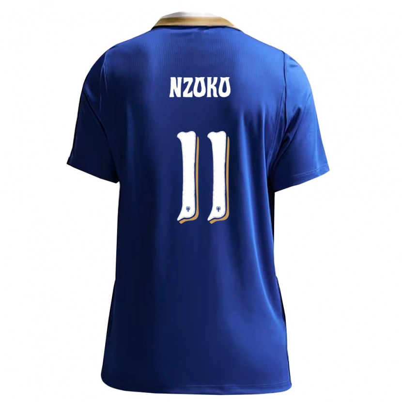 DanxenキッズフィンランドDjoully Nzoko#11青 白アウェイシャツ26-28ジャージーユニフォーム