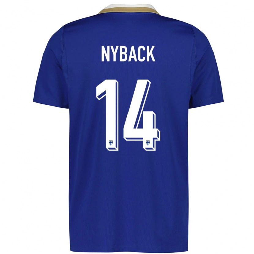 DanxenキッズフィンランドIivo Nybäck#14青 白アウェイシャツ26-28ジャージーユニフォーム