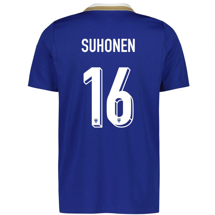 Danxenキッズフィンランドアンシ・スホネン#16青 白アウェイシャツ26-28ジャージーユニフォーム