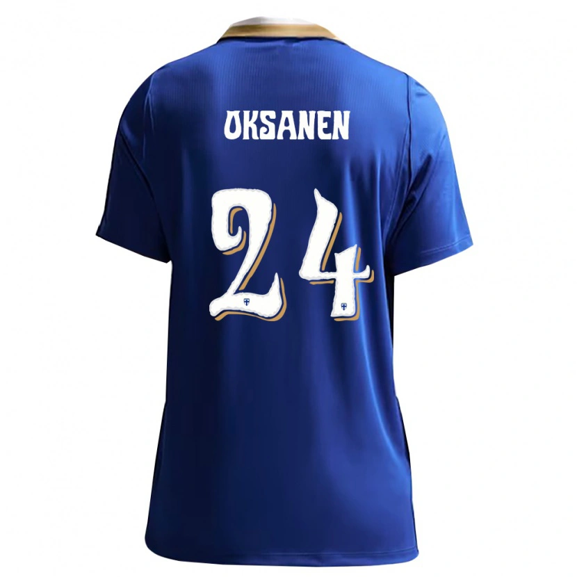 Danxenキッズフィンランドヤーッコ・オクサネン#24青 白アウェイシャツ26-28ジャージーユニフォーム