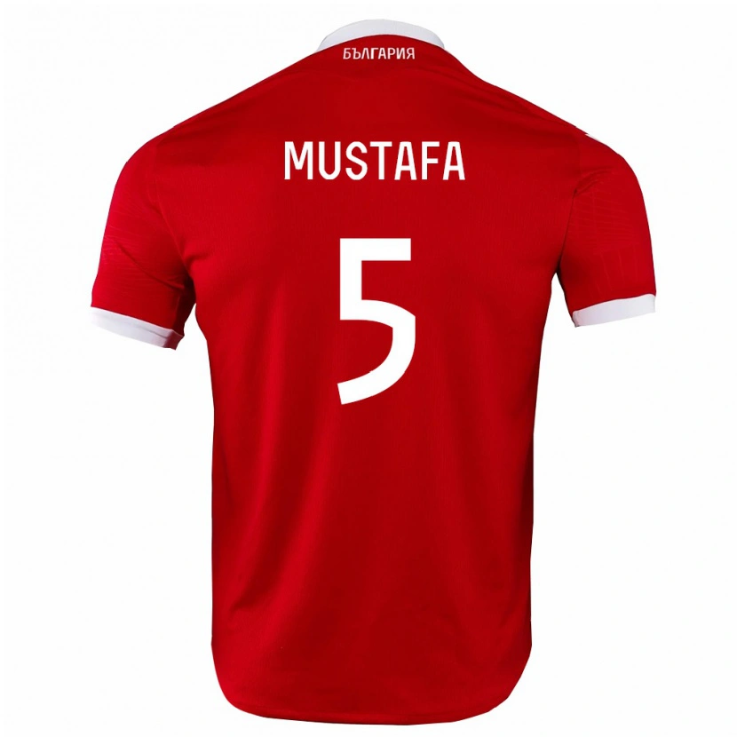 DanxenキッズブルガリアTimur Mustafa#5赤 白アウェイシャツ26-28ジャージーユニフォーム