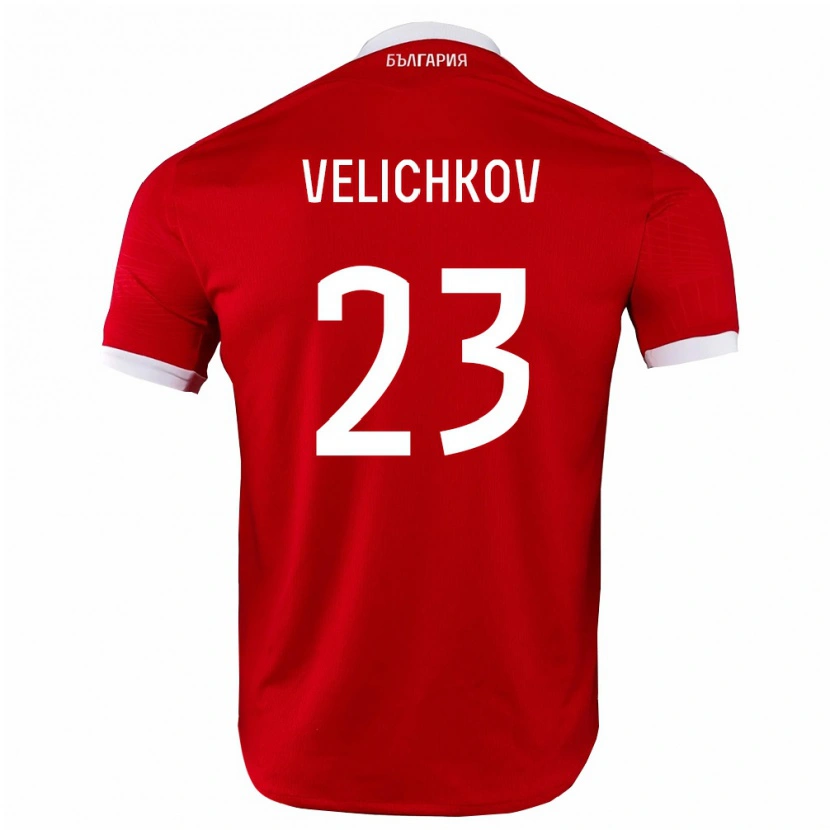 DanxenキッズブルガリアMartin Velichkov#23赤 白アウェイシャツ26-28ジャージーユニフォーム
