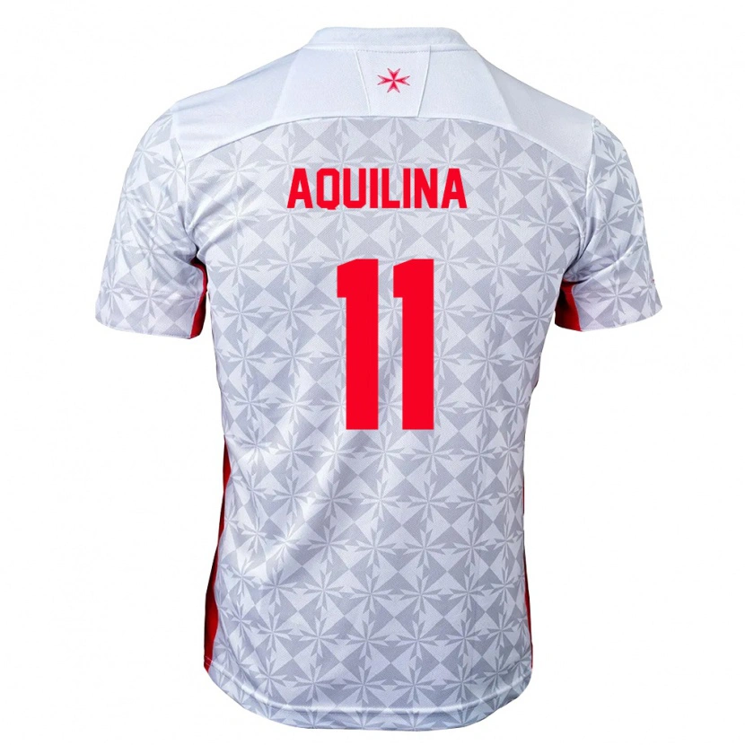 DanxenキッズマルタAyrem Aquilina#11灰 白 赤アウェイシャツ26-28ジャージーユニフォーム