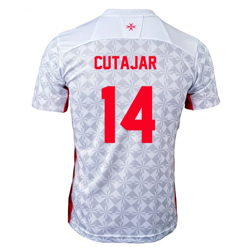 DanxenキッズマルタYan Cutajar#14灰 白 赤アウェイシャツ26-28ジャージーユニフォーム