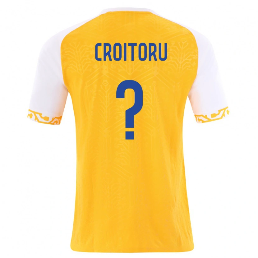 DanxenキッズモルドバKevin Croitoru#0黄 白アウェイシャツ26-28ジャージーユニフォーム
