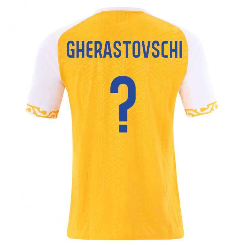 DanxenキッズモルドバGherman Gherastovschi#0黄 白アウェイシャツ26-28ジャージーユニフォーム