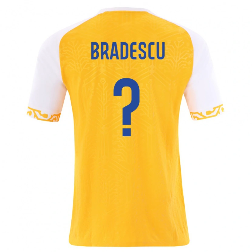 DanxenキッズモルドバCosmin Bradescu#0黄 白アウェイシャツ26-28ジャージーユニフォーム