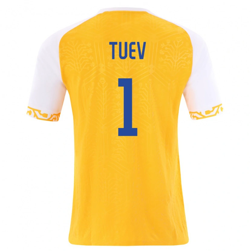 DanxenキッズモルドバArtur Tuev#1黄 白アウェイシャツ26-28ジャージーユニフォーム
