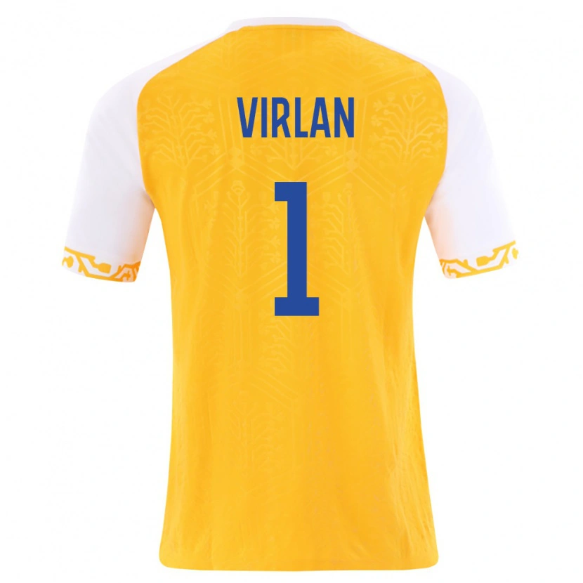 DanxenキッズモルドバDaniel Vîrlan#1黄 白アウェイシャツ26-28ジャージーユニフォーム