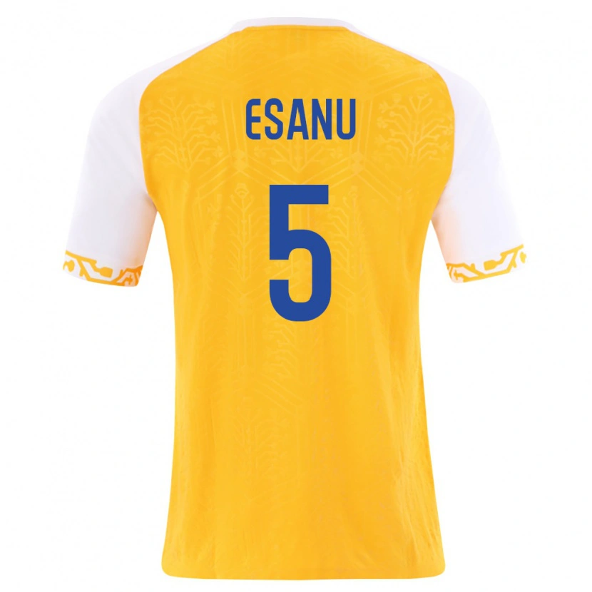 DanxenキッズモルドバNicolos Esanu#5黄 白アウェイシャツ26-28ジャージーユニフォーム