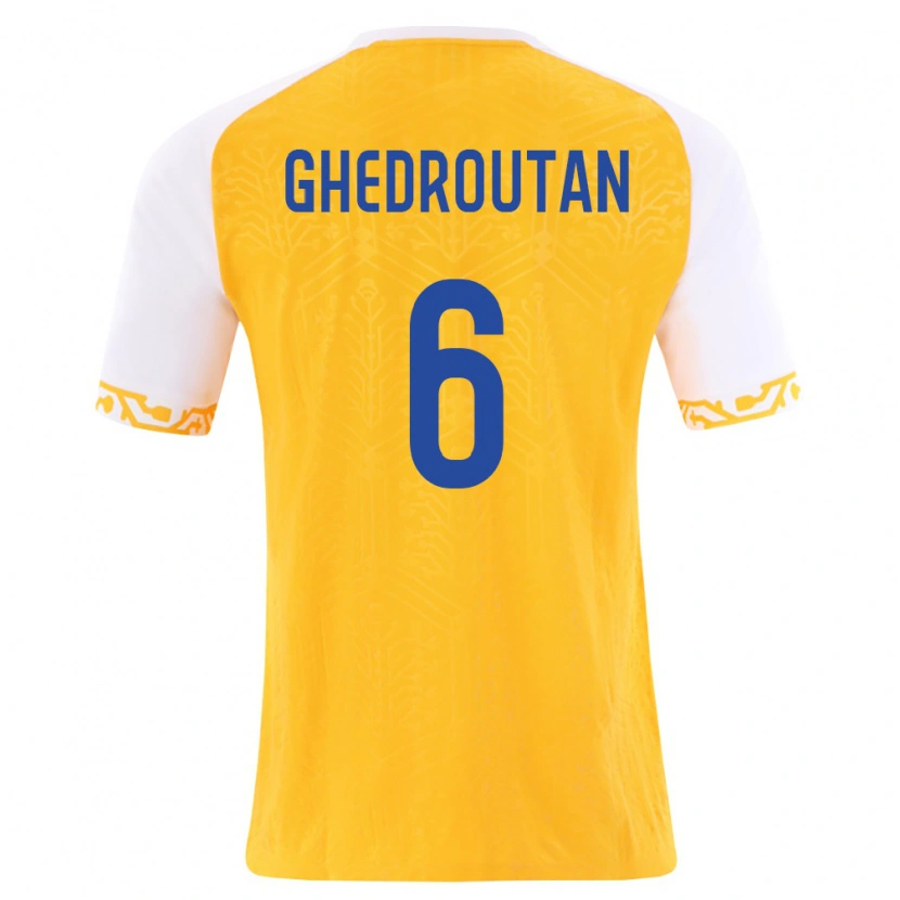 DanxenキッズモルドバCristian Ghedrouțan#6黄 白アウェイシャツ26-28ジャージーユニフォーム