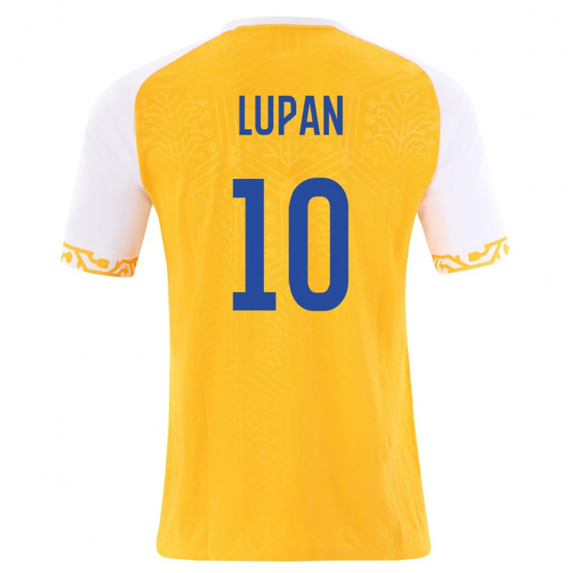 DanxenキッズモルドバMihai Lupan#10黄 白アウェイシャツ26-28ジャージーユニフォーム