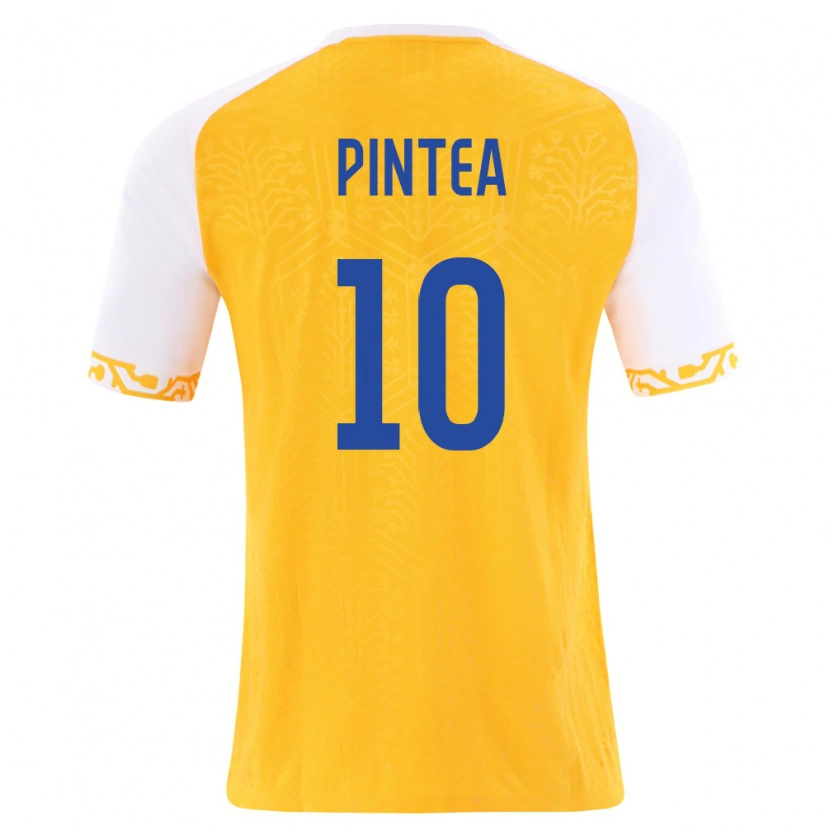 DanxenキッズモルドバDragos Pintea#10黄 白アウェイシャツ26-28ジャージーユニフォーム