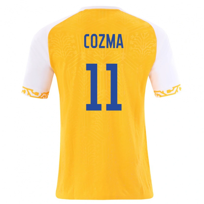 DanxenキッズモルドバVeaceslav Cozma#11黄 白アウェイシャツ26-28ジャージーユニフォーム