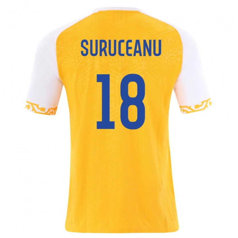 DanxenキッズモルドバSebastian Suruceanu#18黄 白アウェイシャツ26-28ジャージーユニフォーム