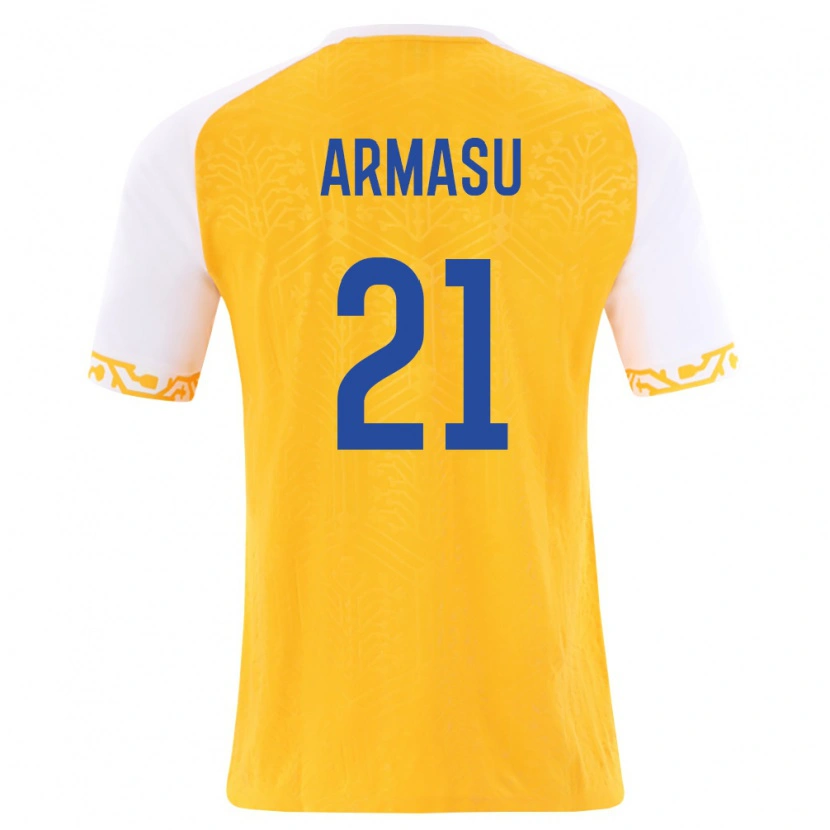 DanxenキッズモルドバDaniel Armasu#21黄 白アウェイシャツ26-28ジャージーユニフォーム