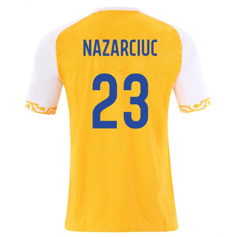 DanxenキッズモルドバArtur Nazarciuc#23黄 白アウェイシャツ26-28ジャージーユニフォーム