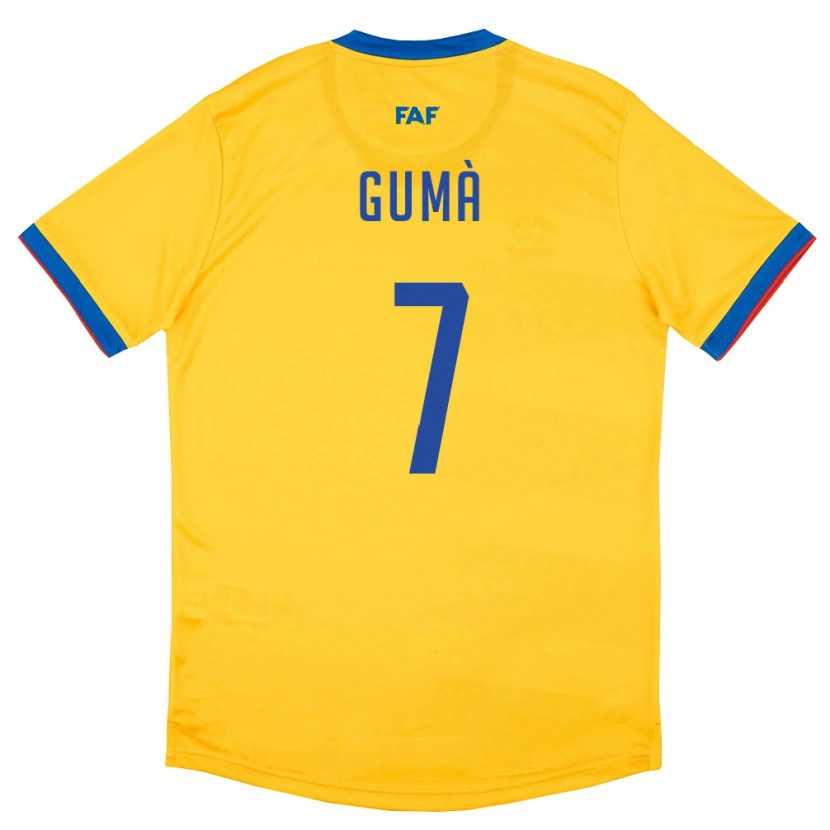DanxenキッズアンドラJan Gumà#7黄 青 赤アウェイシャツ26-28ジャージーユニフォーム