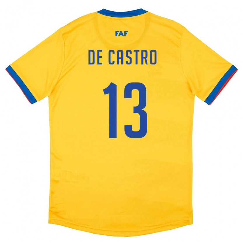 DanxenキッズアンドラMarc De Castro#13黄 青 赤アウェイシャツ26-28ジャージーユニフォーム