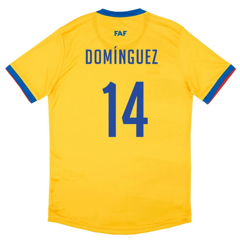 DanxenキッズアンドラIván Domínguez#14黄 青 赤アウェイシャツ26-28ジャージーユニフォーム
