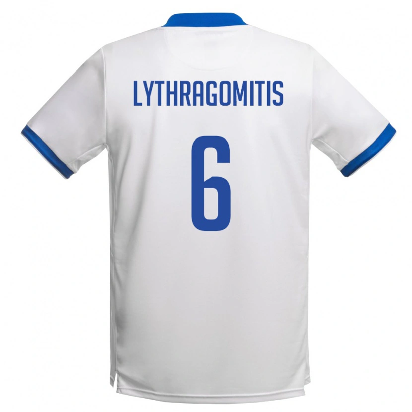 DanxenキッズキプロスKonstantinos Lythragomitis#6白 ロイヤルブルーアウェイシャツ26-28ジャージーユニフォーム